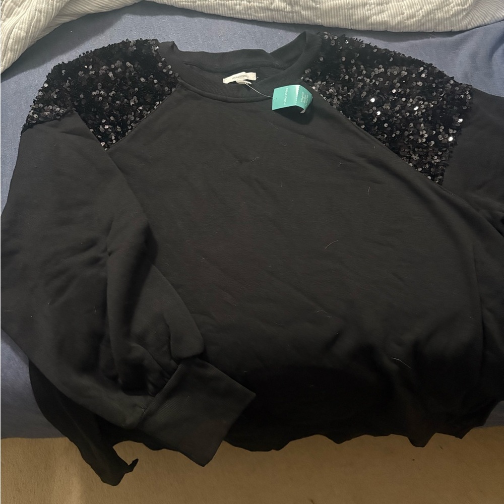 Maurices Black Sequin Shoulder Top NWT
